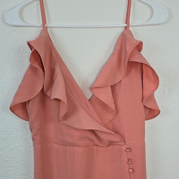 Shinestar - Pink Elegant High-Low Flared Hem, Ruffle Neck Dress Women's Small - Picture 2 of 13